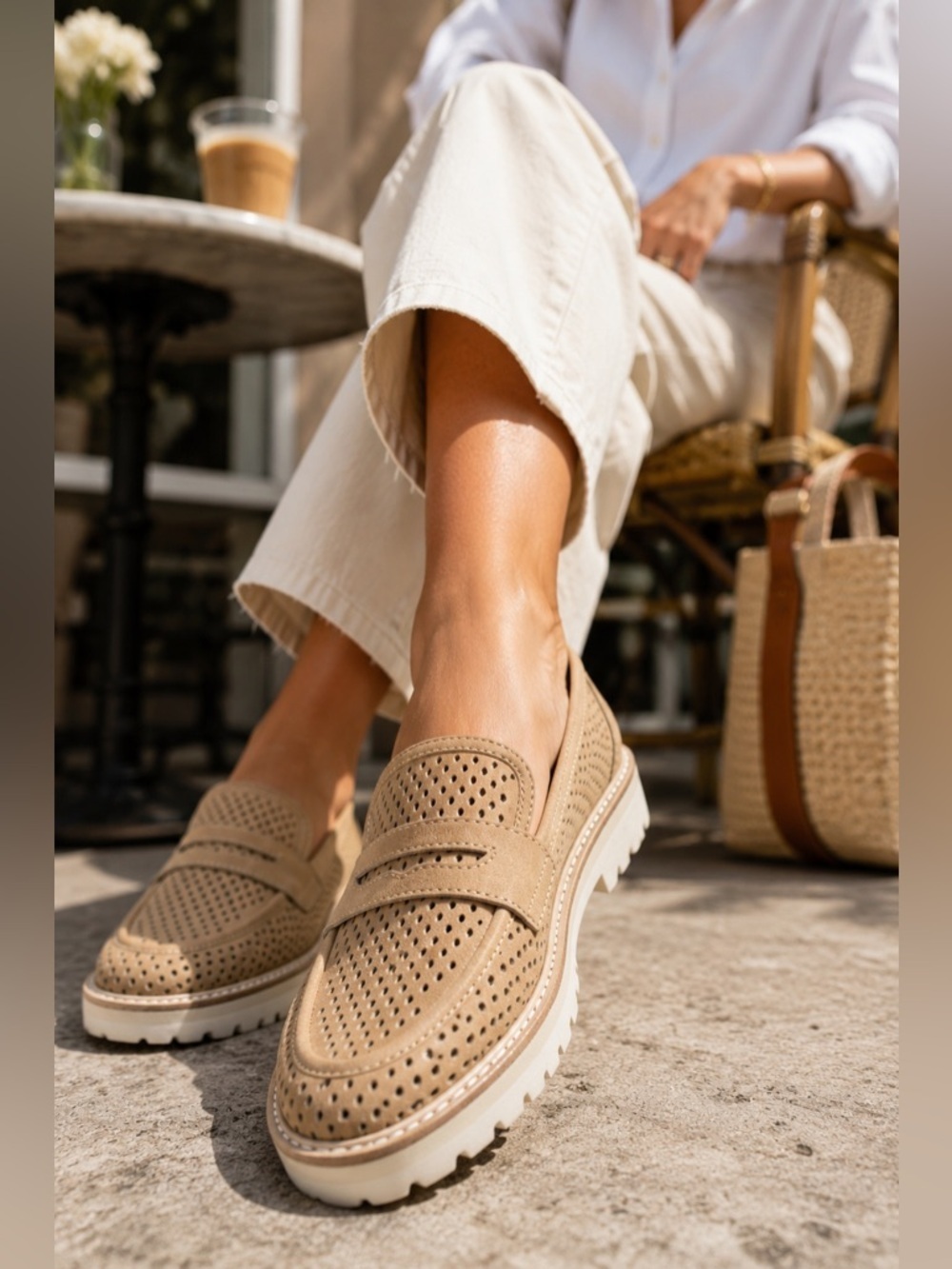 Dolce Vita Malila Tan Perforated Nubuck Lug Sole Penny Loafers Women’s 9.5